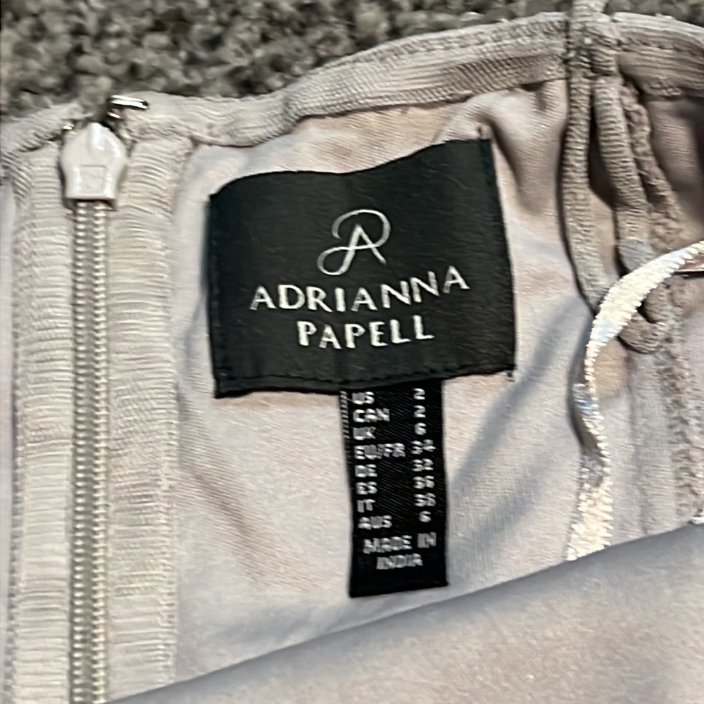 Adrianna Papell Silver/Gray Long Dress Size 2 EUC - Picture 6 of 7